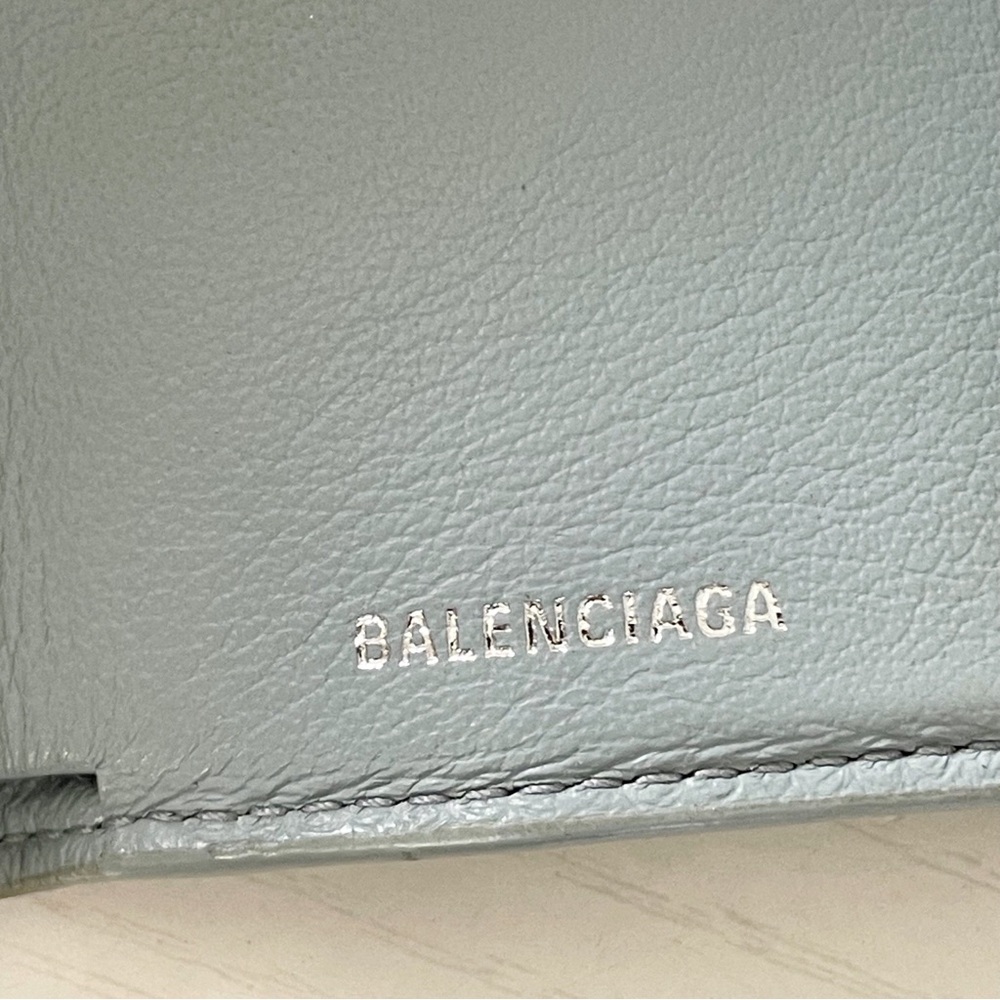 Balenciaga blue leather silver logo mini trifold wallet - Picture 8 of 9